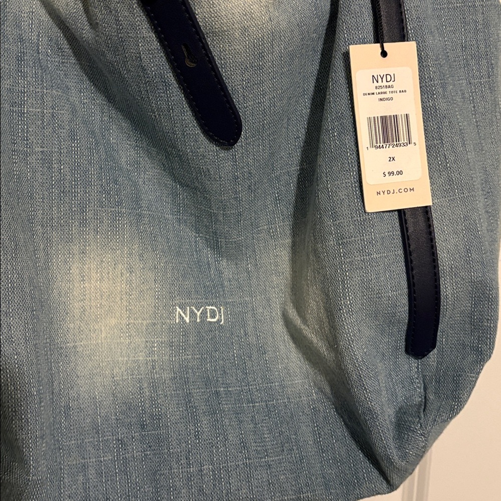 NYDJ Large Oversized Denim Tote Bag NWT - Picture 2 of 4